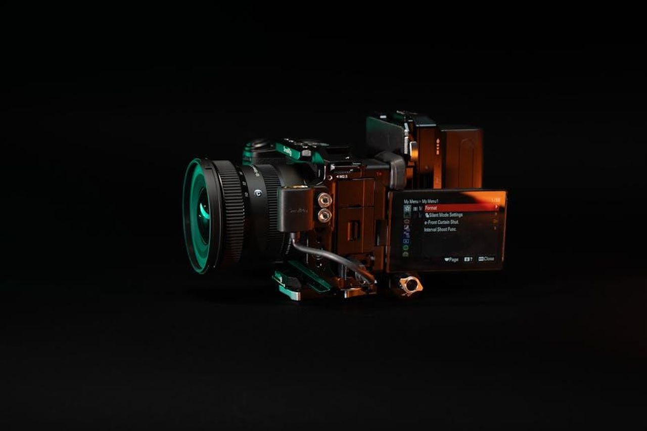 Source: Jakub Zerdzicki - pexels - High-quality image of a professional camera rig showing LCD and lens setup in a studio environment.