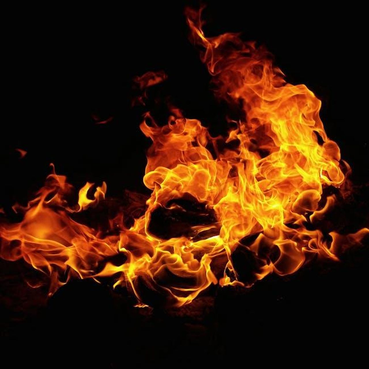 Source: moein moradi - pexels - Bright flames dancing against a dark night backdrop, creating warmth and glow.